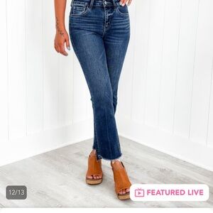 VERVET BY FLYING MONKEY Medium Dark Blue Flare Jeans